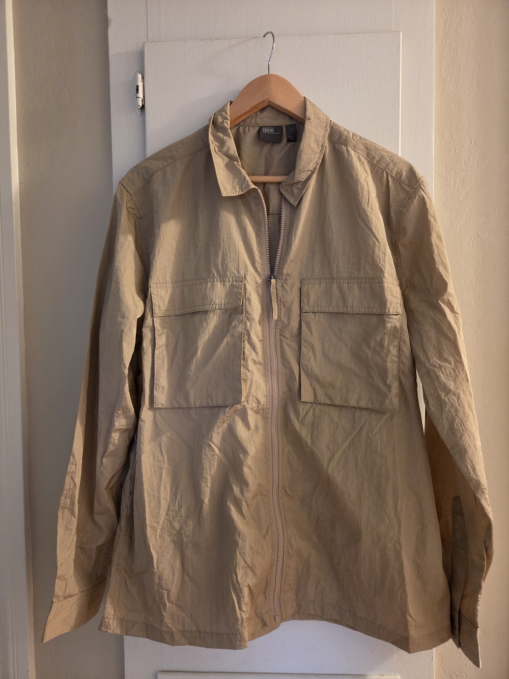ASOS Lightweight Beige Zip-Front Utility Jacket